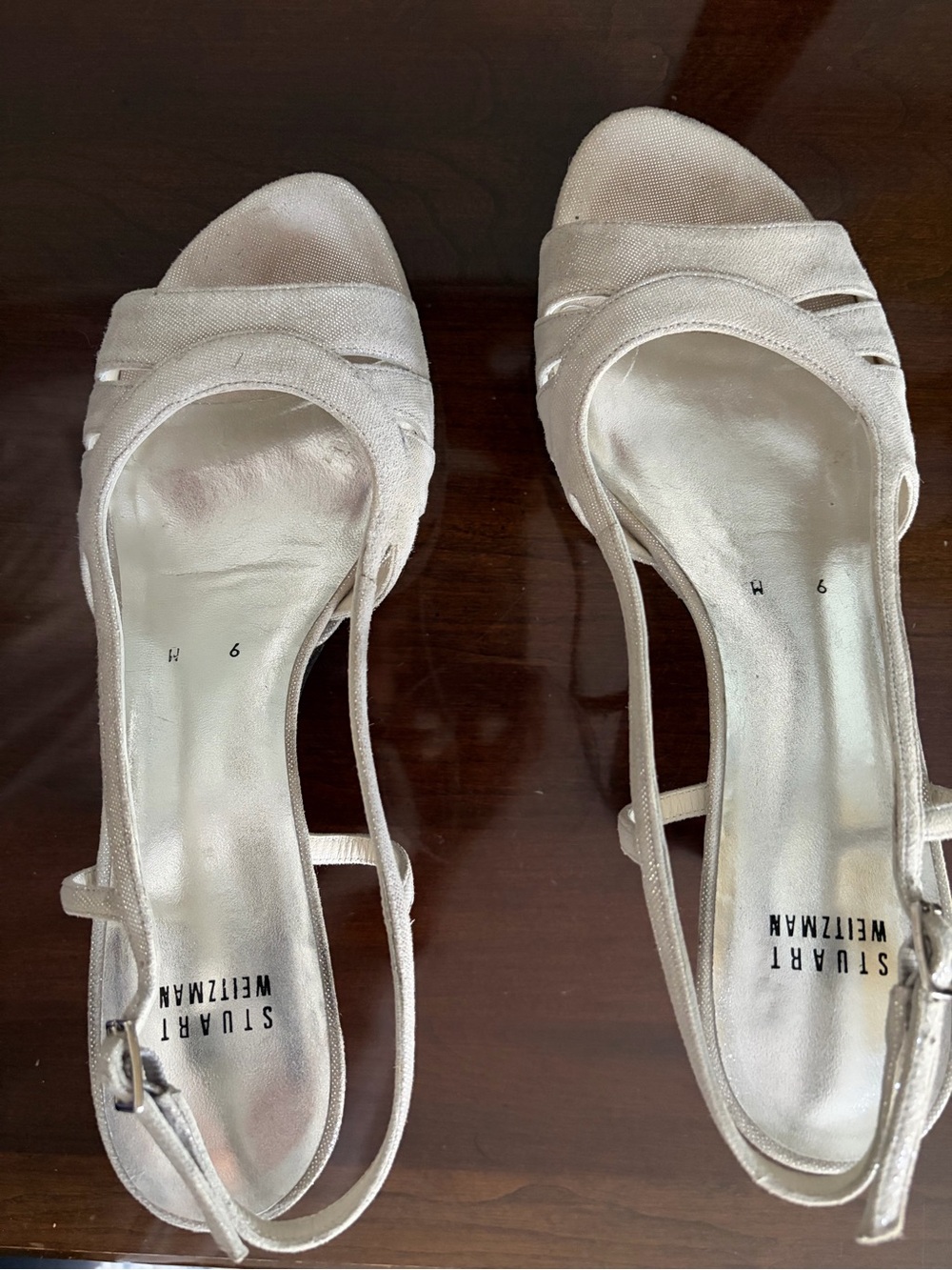 Stuart Weitzman Mischievous Slingback Heels 9M Mercury Cipria